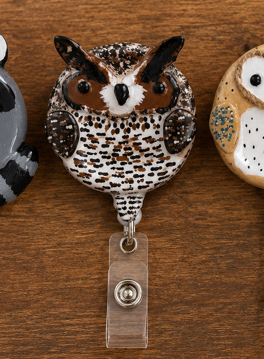 Great Horned Owl Badge Reel