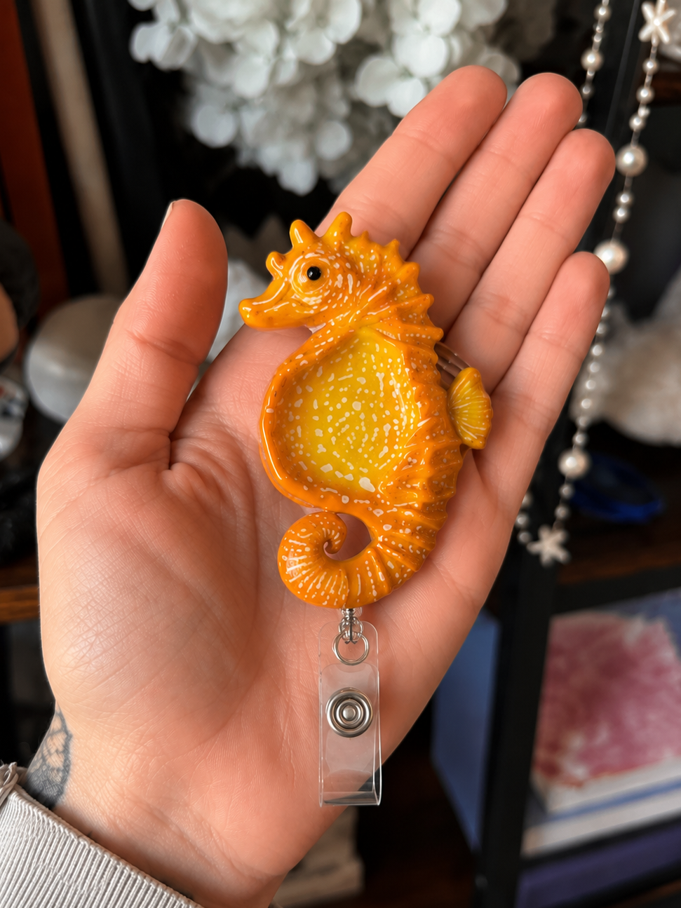 Orange Sea Horse Badge Reel