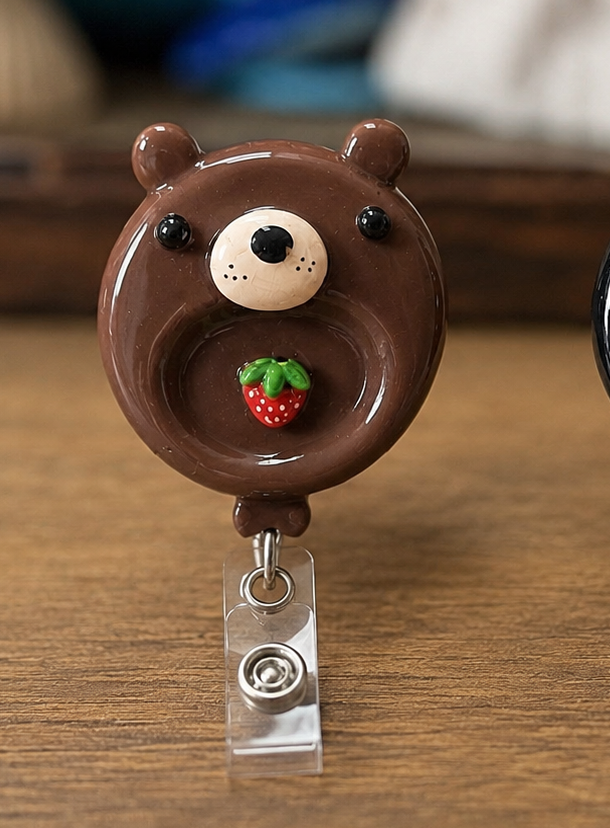 Brown bear with strawberry worry stone