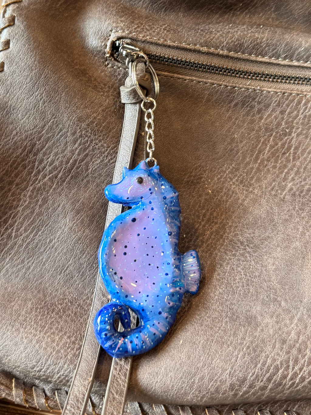 Purple Blue Sea Horse Worry Stone