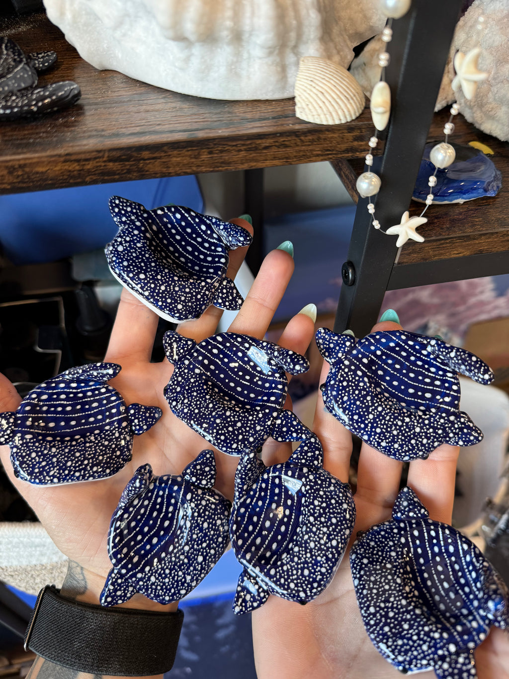 Dark blue Whale Shark Worry Stone