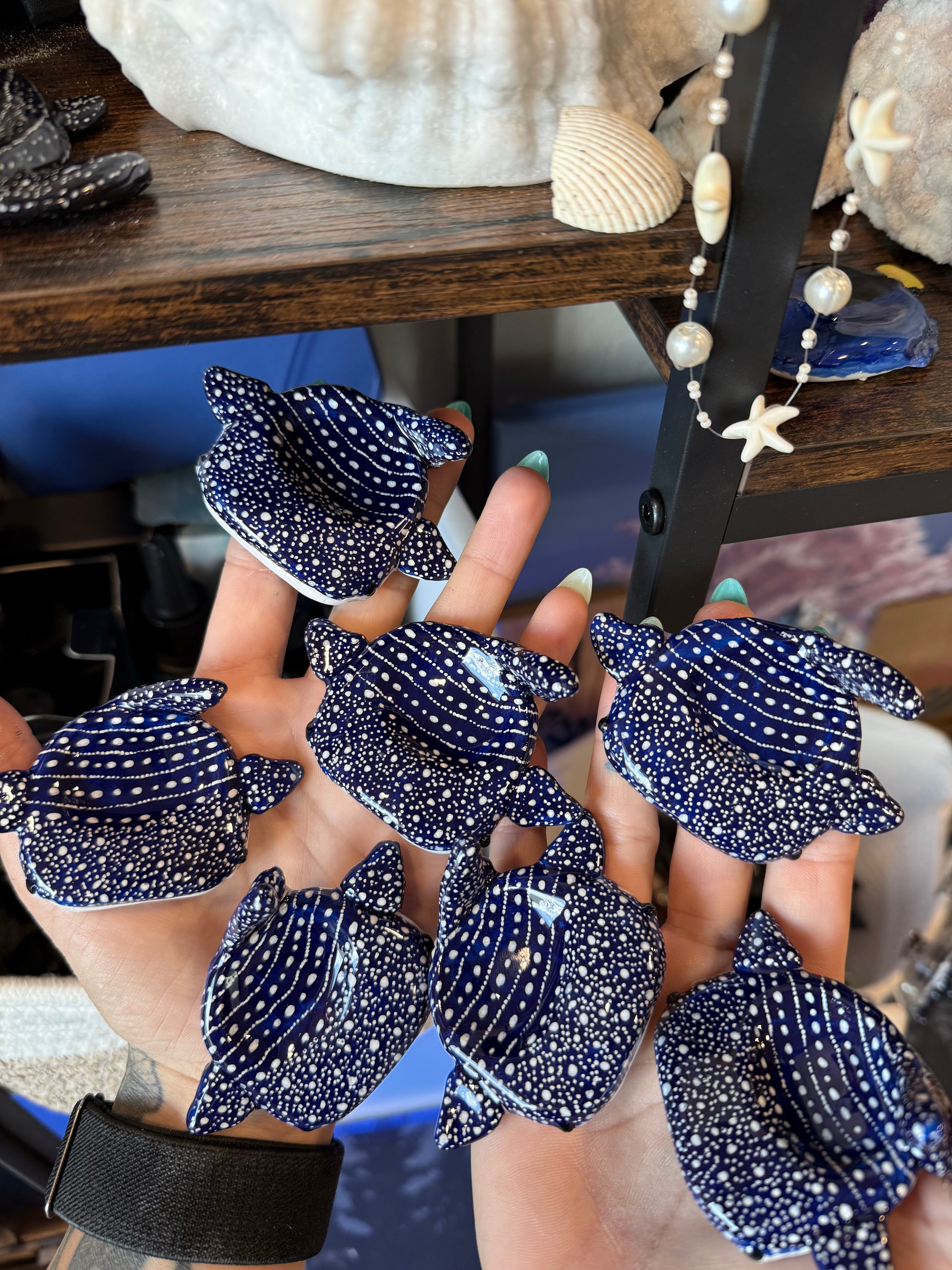 Dark blue Whale Shark Worry Stone