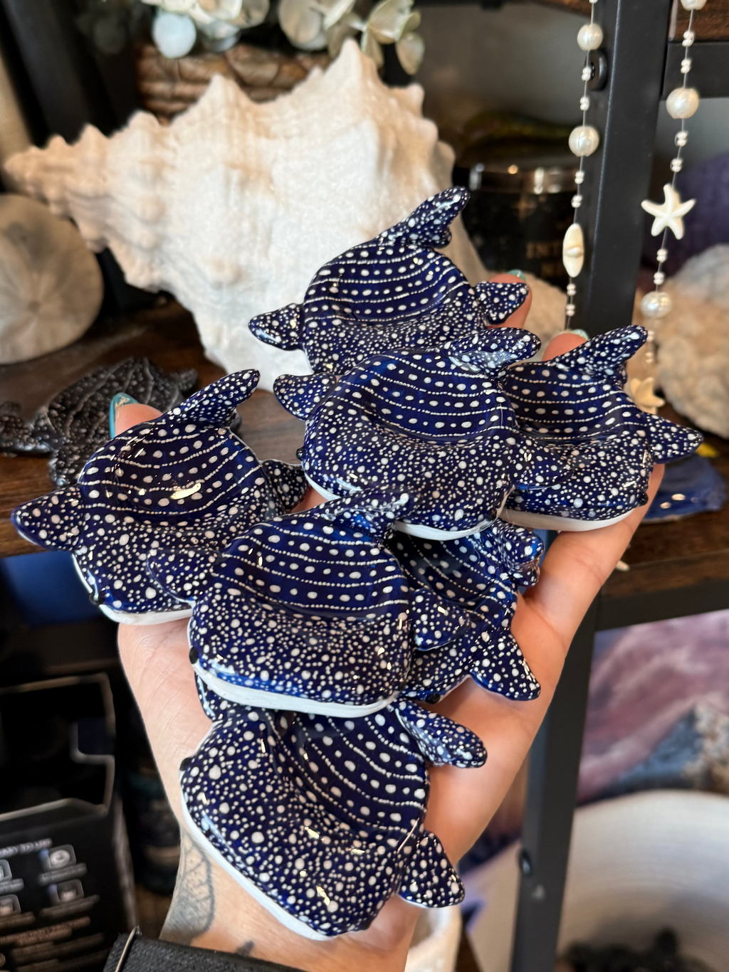 Dark blue Whale Shark Worry Stone