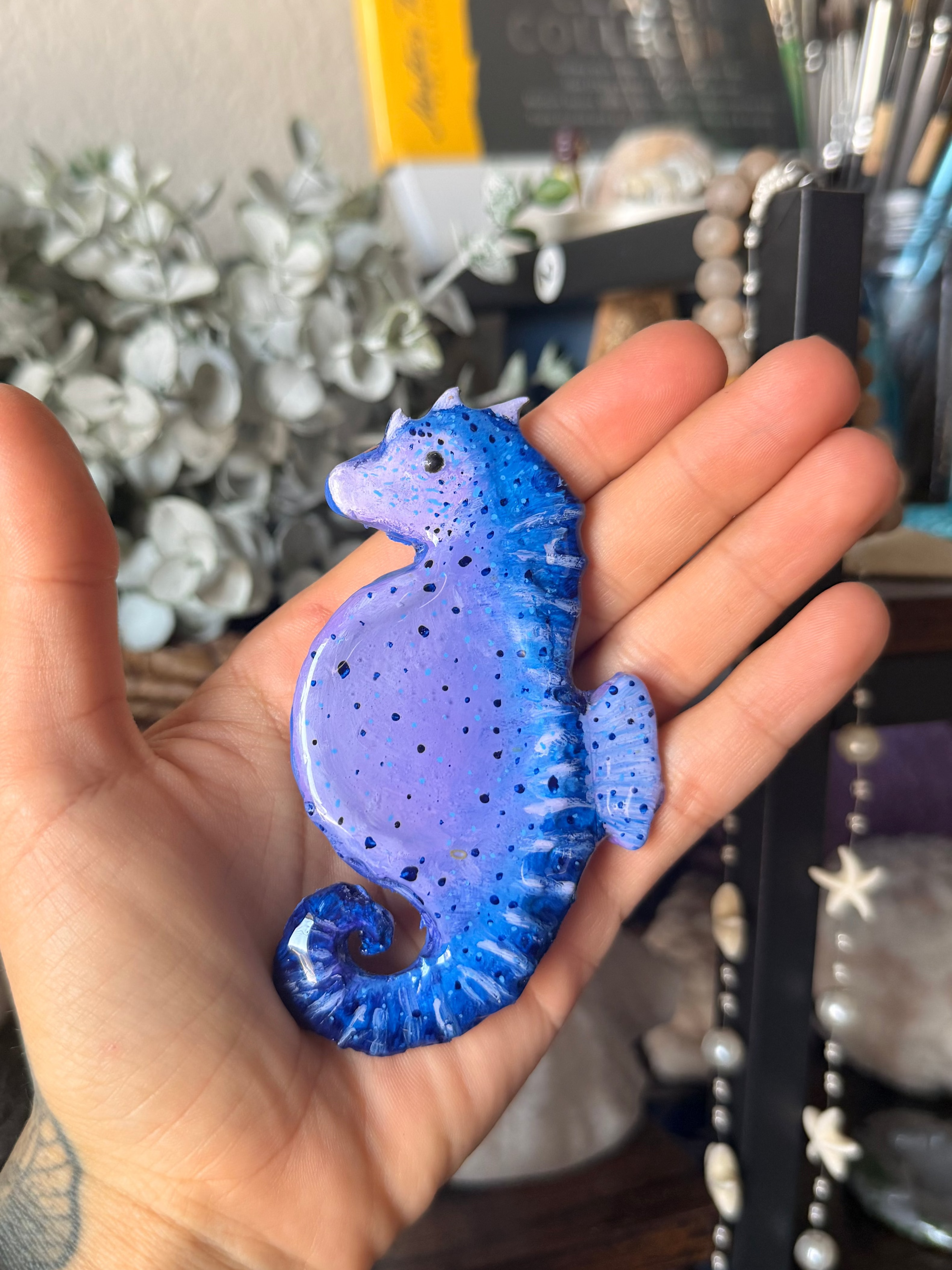 Purple Blue Sea Horse Worry Stone