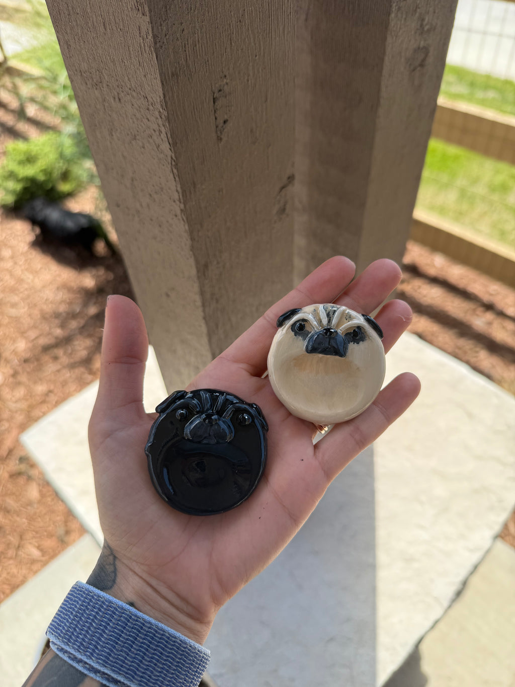 Black Pug Worry Stone