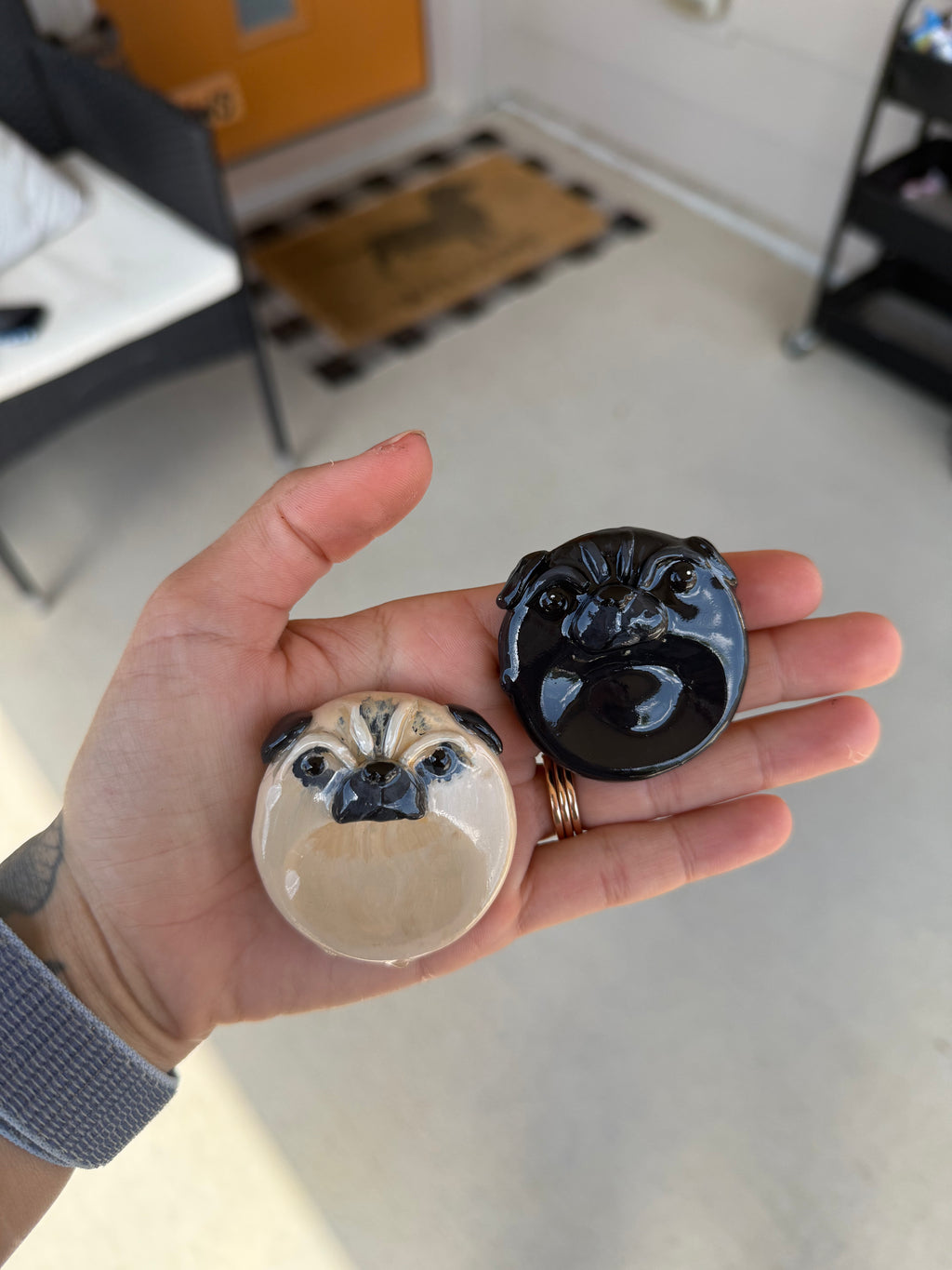 Black Pug Worry Stone