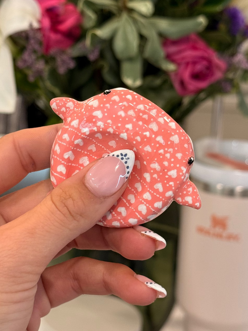 Pink Heart Whale Shark Worry Stone