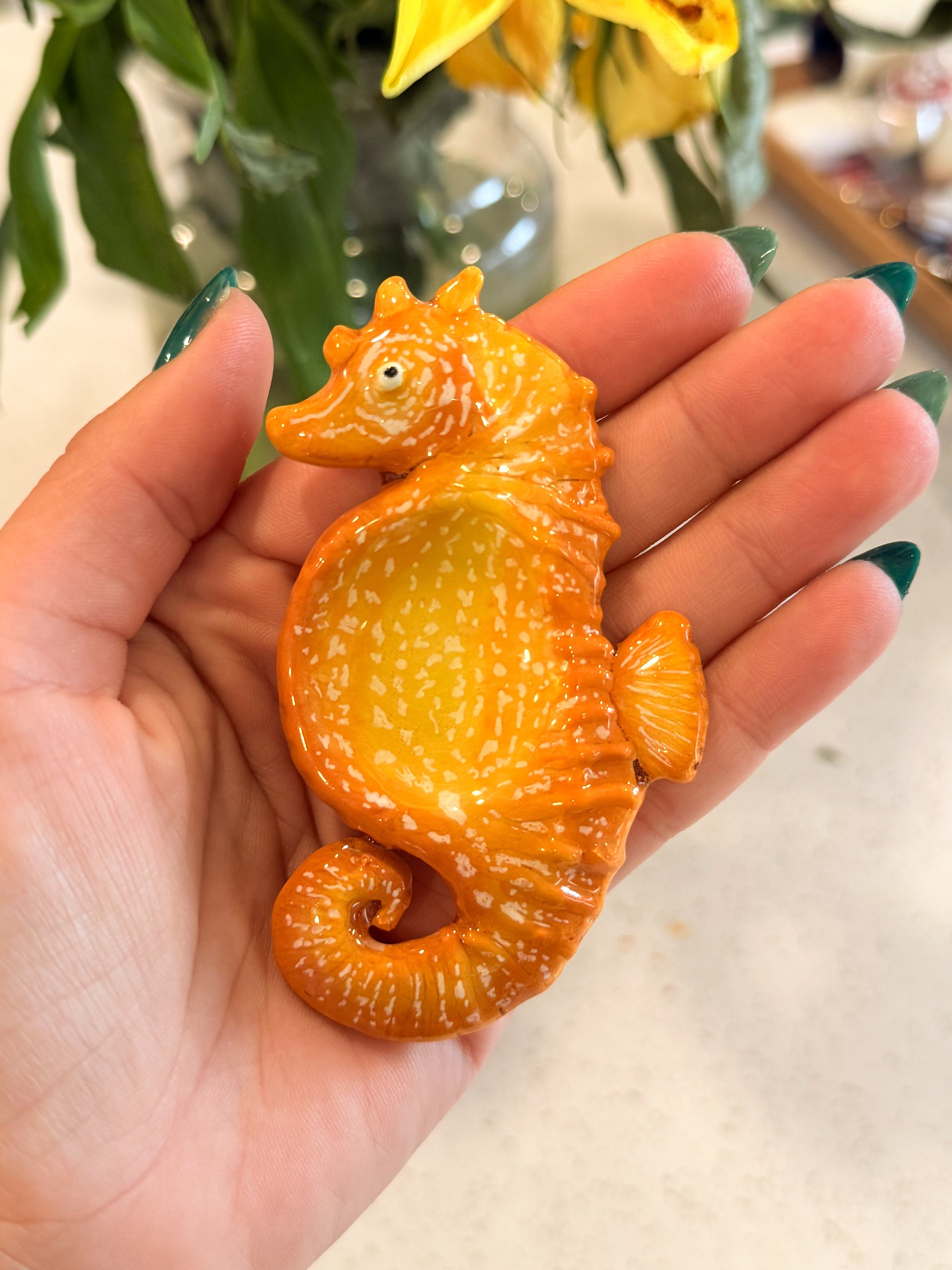 Orange Sea Horse Worry Stone